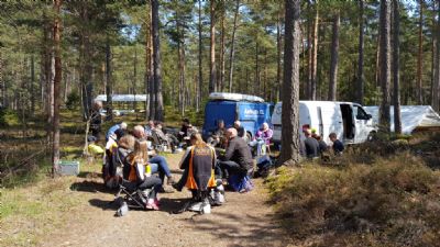 Arbetsdag inför 2018 års tävling. Masor av medlemmar slöt upp i den väldigt fina tallskogen som utgjorde arena denna gång.