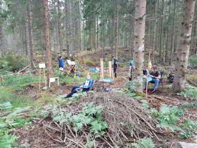 Starten vid Torsås OK:s nationella tävling 1 augusti 2021 i Degerhyltan