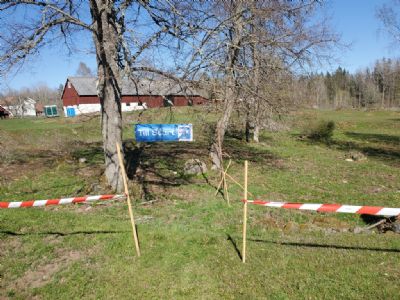 Dagen innan vår nationella tävling i Degerhyltan och vår fina banderoll visar vägen.