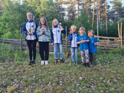 Gänget som var med på sista etappen från vänster Moa Heideman, Märta Heideman, Sofie Jonsson, Viktor Jonsson, Agnes Persson och Joar Persson. 