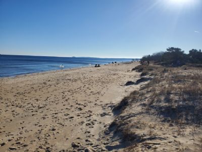 Med en arena precis bredvid havet bjöds det på fina vyer vid näst sista kontrollerna. Efter loppet var det frestande att uppleva havet vilket ett gäng gjorde på nära håll. Det blev faktiskt bad för flera efter loppet i det kalla vattnet. Puckeln längst bak i bild är Stenshuvud som är mer imponerande på nära håll.